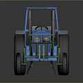 Blue Tractor Model DY300 With Large Wheels And Green Front Structure 3d model