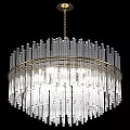 Modern Circular Glass Chandelier with Vertical Glass Rods and Gold Frame for Elegant Lighting Fixture