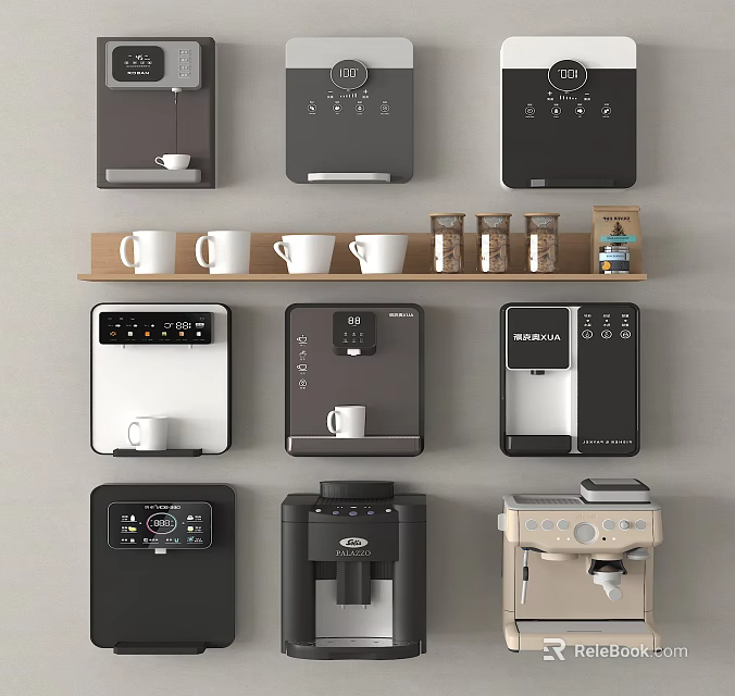 Various Modern Coffee Makers As Essential Daily Use Electrical Appliances 3d model 
