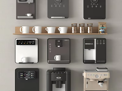Various Modern Coffee Makers As Essential Daily Use Electrical Appliances 3d model