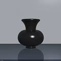 Black Ceramic Vase Sculpture Carving With Rounded Shape On Smooth Surface 3d model