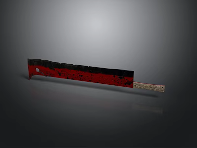Vintage Red And Black Knife With White Handle And Metal Blade 3d model