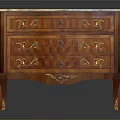 Classical Wooden Chest of Drawers with Marble Top Golden Decorative Handles and Ornate Carvings