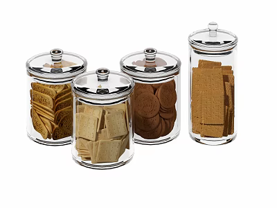 Clear Glass Jars With Various Cookies For Kitchen Counter Storage 3d model Clear Glass Jars With Various Cookies For Kitchen Counter Storage 3d model