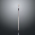 Medieval Style Sword With Silver Blade Black Hilt And Golden Pommel Design