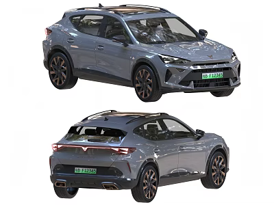 Gray Electric SUV Vehicle With Modern Sleek Body Front And Rear View Design 3d model