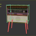 Retro Vintage Home Radio With Wooden Case Speakers And Stand Legs