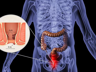 Medical Device for Human Anatomy Digestive System Intestines Highlighted Area Magnified Section Illustration 3d model