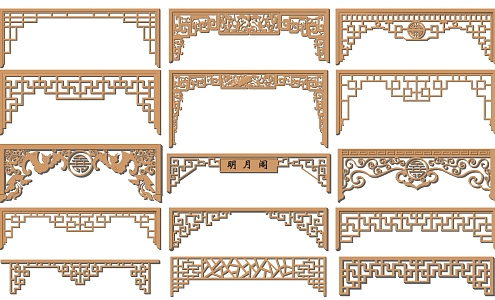 Chinese-style hanging angle flower beam support carved flower combination 3d model