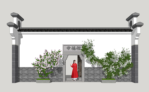 Chinese style landscape wall climbing vine landscape wall 3d model