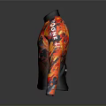 Colorful Red Orange Black Patterned Jacket With NTB ISHO GOLF Logo And Zipper Design