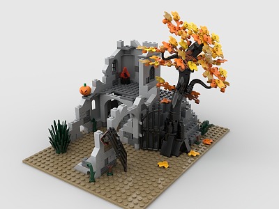 Lego LEGO Toy Blocks Halloween Broken Building Scene Wolf's Lair 3d model