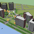Modern High Rise Residential Complex With Green Landscape And Riverfront Area
