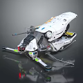 Futuristic White Drone With Yellow Accents Quadcopter Design Cockpit And Propellers