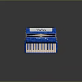 Blue Accordion Musical Instrument Featuring White And Blue Keys And Decorative Pattern