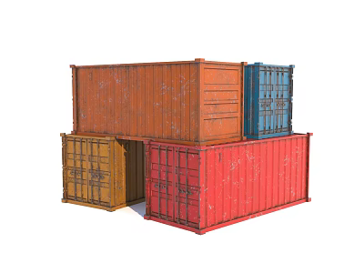Industrial Equipment Stacked Colorful Containers For Industrial Storage And Transport 3d model
