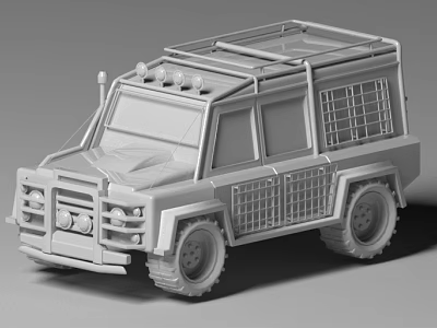 Off road Vehicle With Roof Rack Body Mesh Grille Large Tires And Roof Lights 3d model