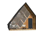 Wooden A-frame Cabin in Scenic Green Surroundings With Outdoor Porch and Chairs