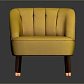 Modern Yellow Upholstered Chaise Lounge With Tufted Backrest And Wooden Legs With Metal Accents
