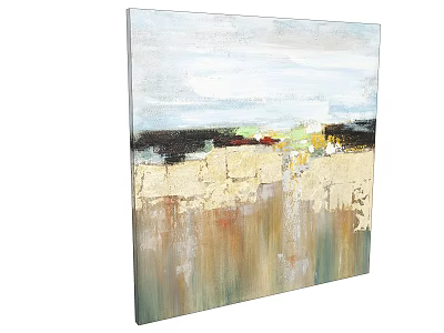 Modern Abstract Oil Painting With Neutral Tones Gray White Black Beige Brown Texture Layers 3d model
