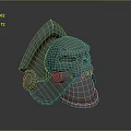 Weapon Helmet With Skull Design Glowing Blue Eyes Mechanical Details And Metallic Texture
