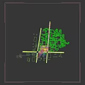 Aerial Planning of Modern Building Complex With Green Roofs Central Square Surrounding Roads and Trees