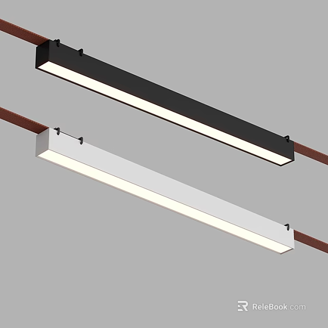 Modern Linear Pendant Lights In Black And White Sleek Design For Interior Spaces 3d model 