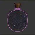 Vibrant Decorative Glass Bottle with Cork Stopper and Colorful Pink Blue Patterns