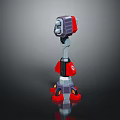 Futuristic Mechanical Weapon with Red and Gray Design Modern Structure and Sturdy Support Base