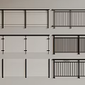Different Modern Black Metal Railings With Various Design Styles And Patterns 3d model
