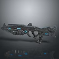 Futuristic Sci Fi Weapon with Blue Light Accents and Metallic Texture 3d model