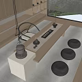 New Chinese Tea Table and Chair Combination 3d model