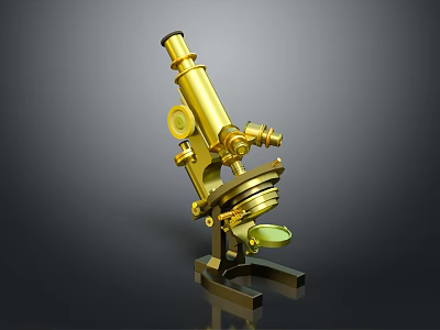 Gold Plated Medical Microscope For Laboratory Research And Analysis Use 3d model