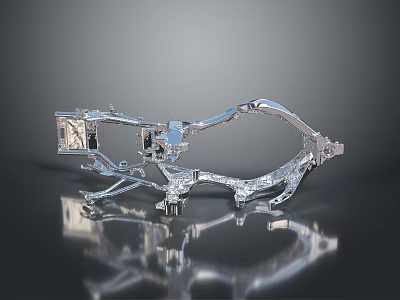 Shiny Metallic Mechanical Component With Structural Bracket Connecting Arm And Reflective Surface 3d model