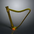 Golden Harp With Strings And Stable Base For Musical Performance 3d model