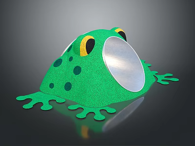 Frog Shaped Green Play Equipment With Yellow Eyes Black Spots And Silver Mouth For Children 3d model