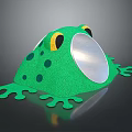 Frog Shaped Green Play Equipment With Yellow Eyes Black Spots And Silver Mouth For Children