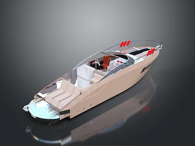 Modern Yacht With Stylish Design And Red Accents 3d model Modern Yacht With Stylish Design And Red Accents 3d model