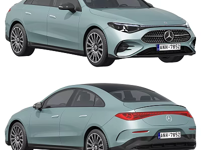 Sleek Light Blue Modern Car With Aerodynamic Body LED Headlights And Alloy Wheels Design 3d model