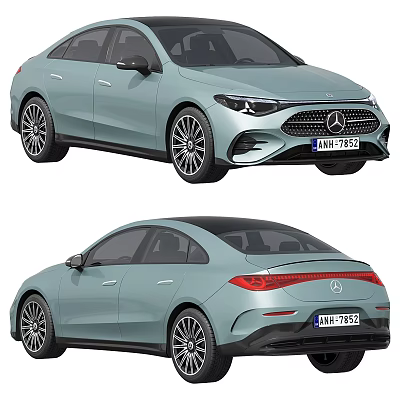 Sleek Light Blue Modern Car With Aerodynamic Body LED Headlights And Alloy Wheels Design 3d model