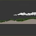 Cartoon Countryside Landscape With Green Fields Winding Paths River Village And Clouds