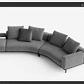 Modern Irregular Shaped Sofa In Grey With Soft Cushions And Accent Pillows 3d model