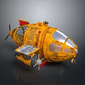 Yellow Mechanical Vehicle 3D Model With Transparent Cockpit Red Details And Metal Ladder