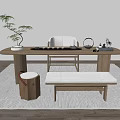 New Chinese Tea Table and Chair 3d model