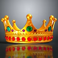 Decorative Golden Crown Household Item With Red Green Gemstones And Reflection