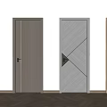 Four Modern Hinged Doors With Various Wood Tones And Geometric Pattern Design 3d model