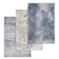 Blue Gray Square Rugs With Abstract Textured Patterns For Modern Home Decor 3d model