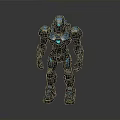 Blue Futuristic Mech Robot With Metallic Armor And Glowing Chest Light