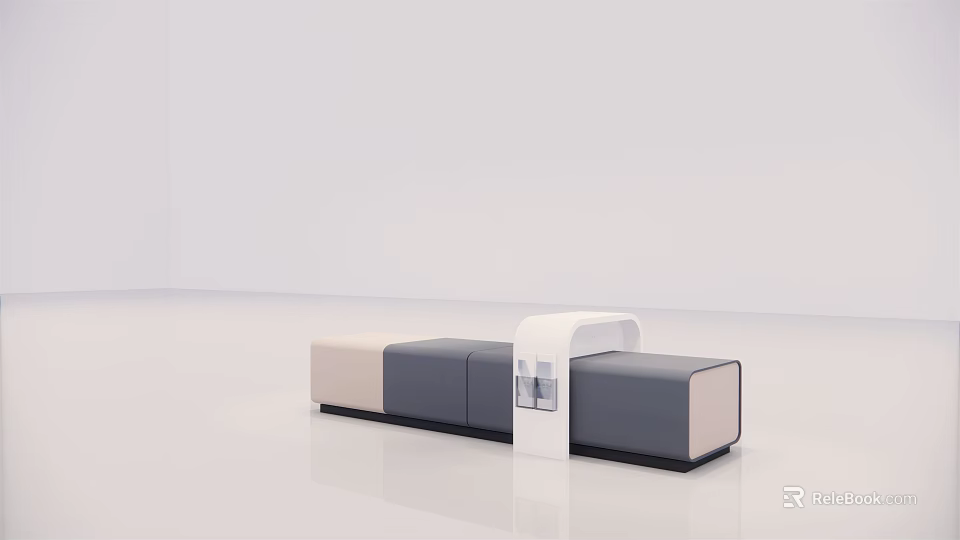Modern Modular Sofa Bench With Gray Beige And White Sectional Design 3d model 