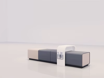 Modern Modular Sofa Bench With Gray Beige And White Sectional Design 3d model